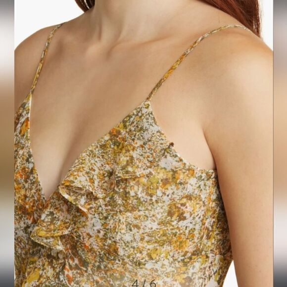 Nordstrom's Open Edit Ruffled Leg Slit Chiffon Midi Dress Size XS - Picture 4 of 9